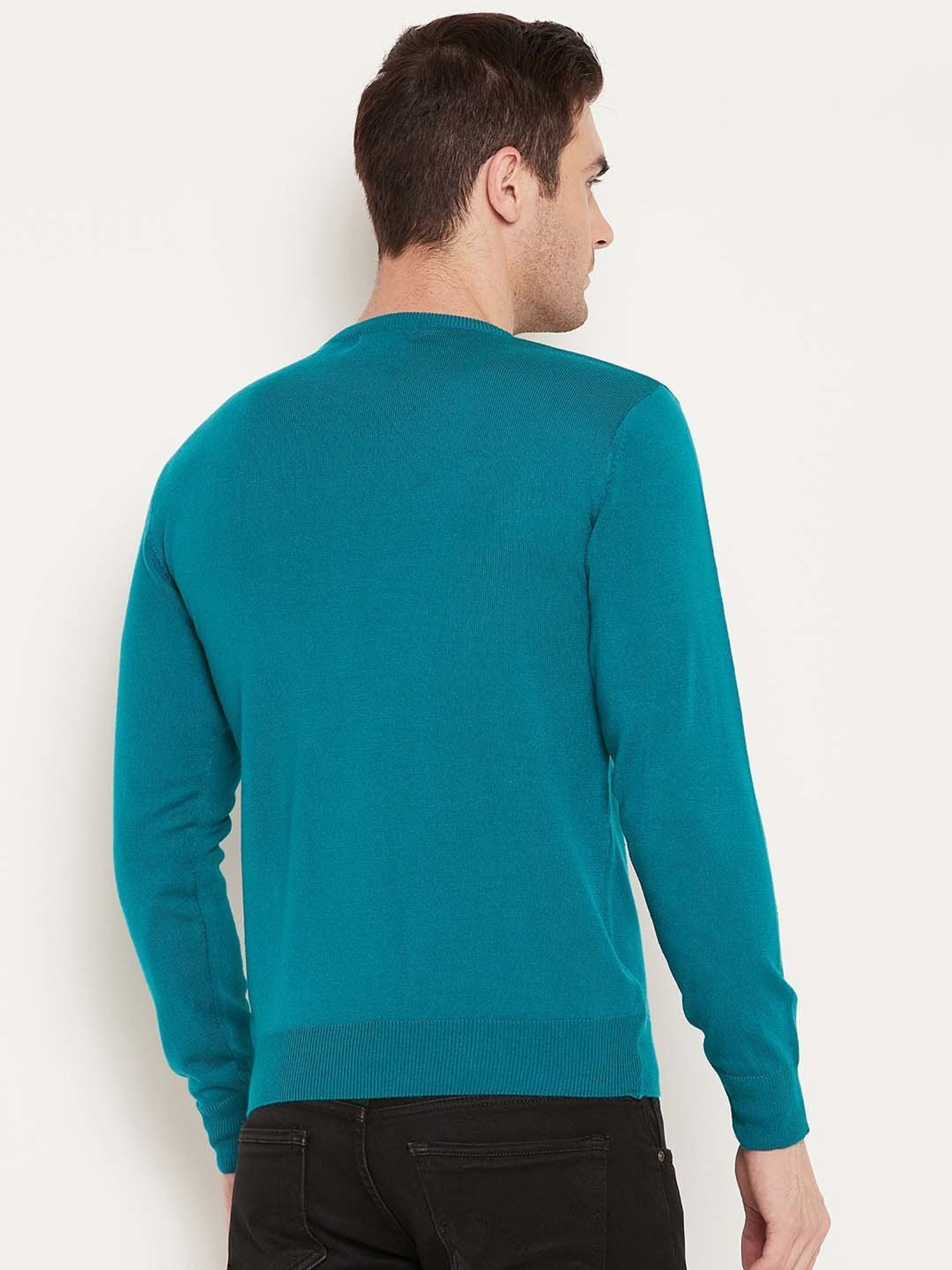 Okane Teal Regular Fit Sweater