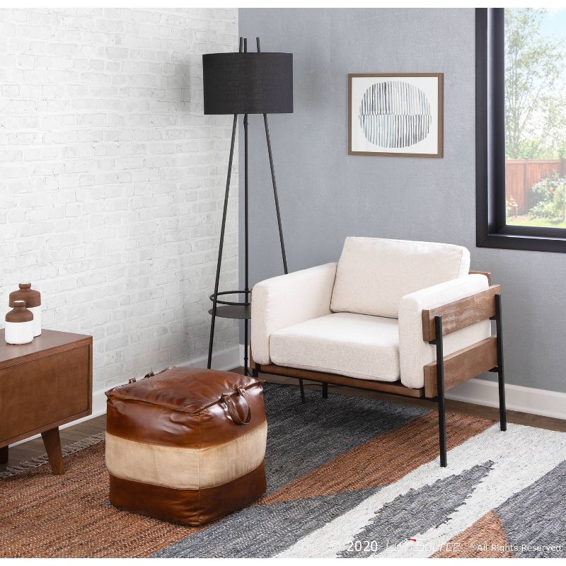 Trident Contemporary Floor Lamp with Metal and Linen Shade Black (Includes LED Light Bulb) - LumiSource