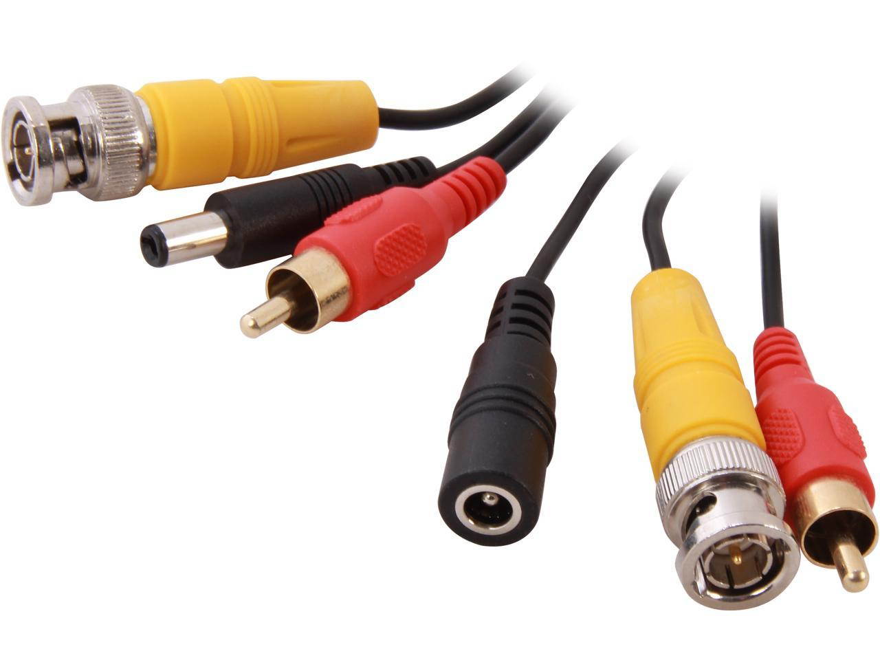 SA SCC-100RB 100 ft. Security Camera Cable + Power, BNC Male + RCA Male + DC Male to Female - OEM