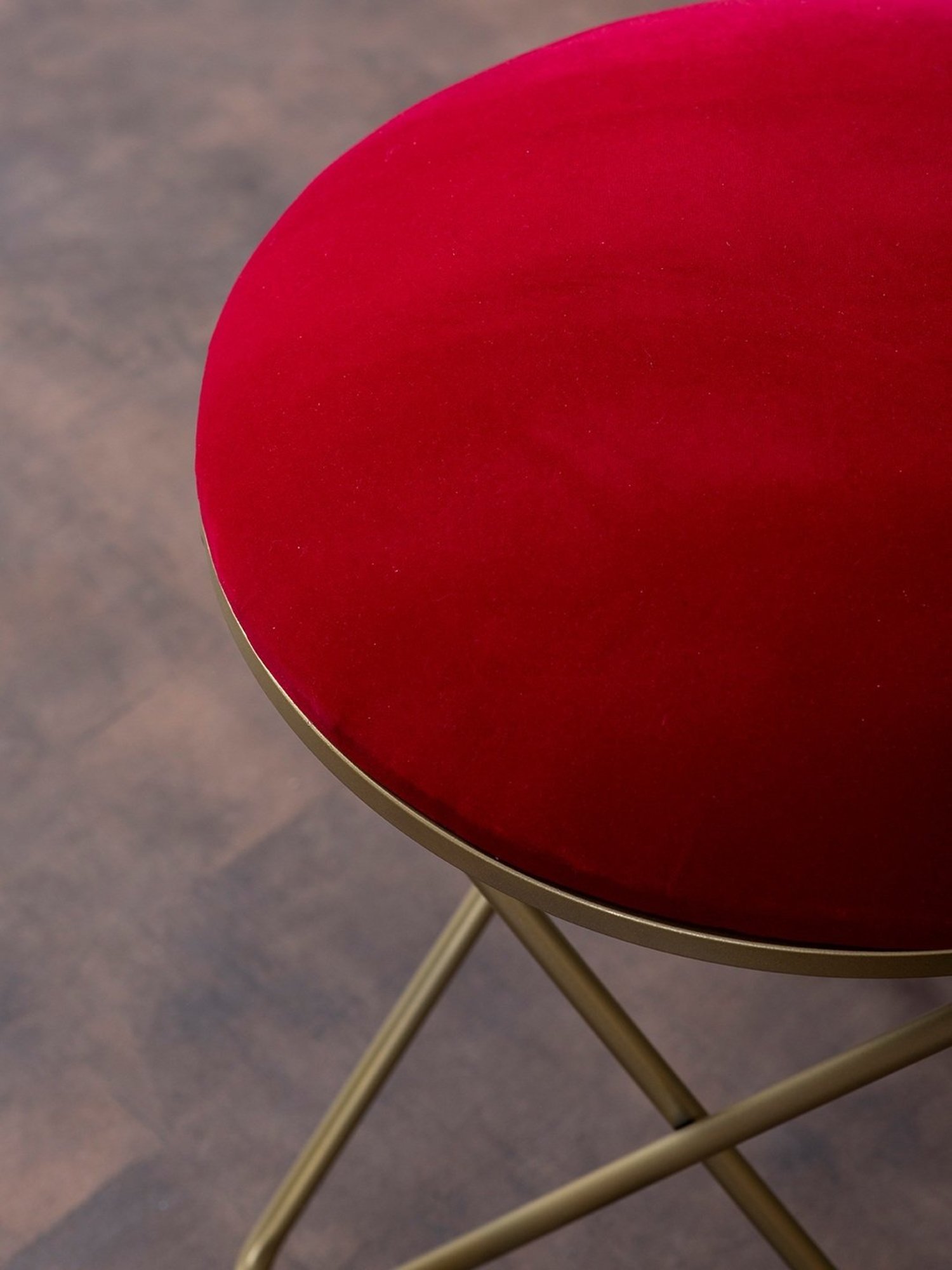 Nestroots Solid Maroon Velvet Puffy Pouffes Foot Stool Ottoman