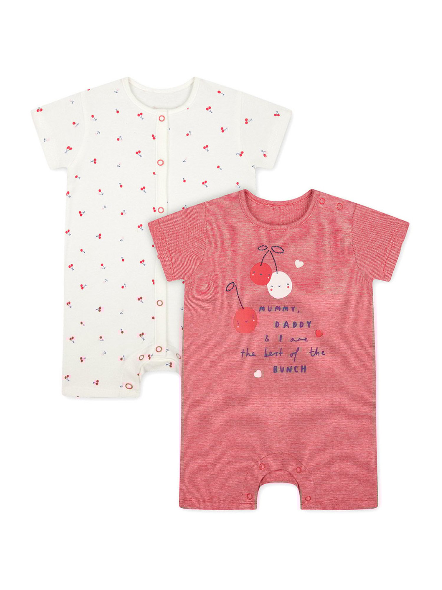 Ed-a-Mamma Baby Pink & White Printed Bodysuit (Pack Of 2)