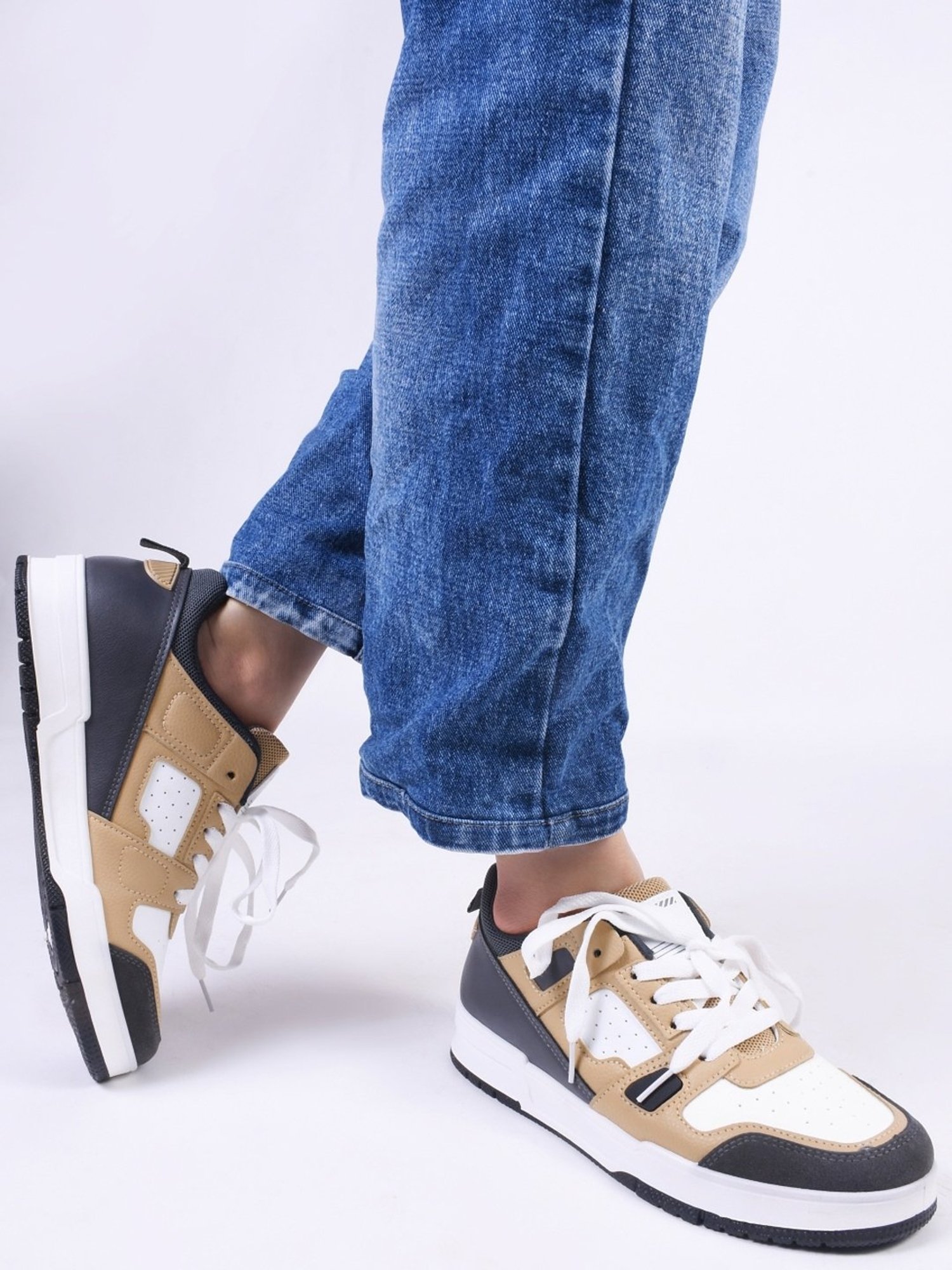 The White Pole Men's Beige Casual Sneakers