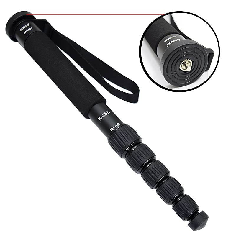 6Section Monopod Compact Portable Photography Aluminum Alloy Unipod Stick Max Load 10kg 22lbs Folding Size is only 15inch K266 Black