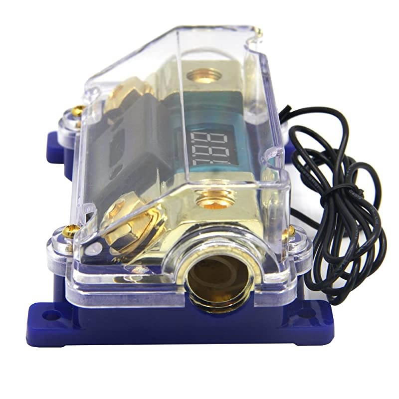 250A Digital Circuit Breaker,Car Stereo Audio Led Display Digital Voltage Inline ANL Fuse Holder 0 2 4 Gauge in Out with 250 Amp Fuse