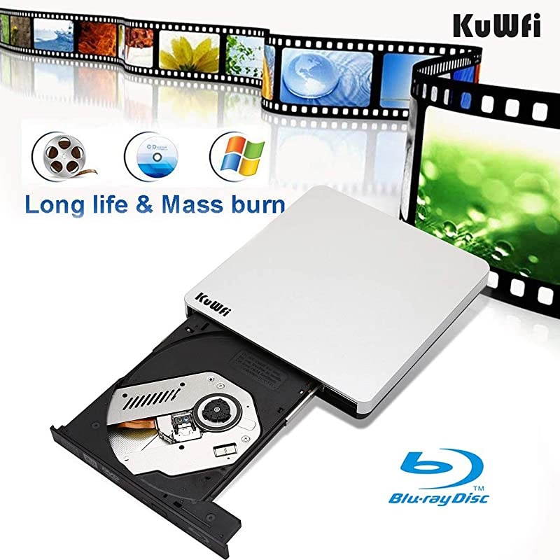 External Blu Ray Drive USB 3.0 Player External CD/DVD Burner/Writer Blu-Ray Portable Drive Optical Drive Support 3D for MAC PC Laptop Notebook