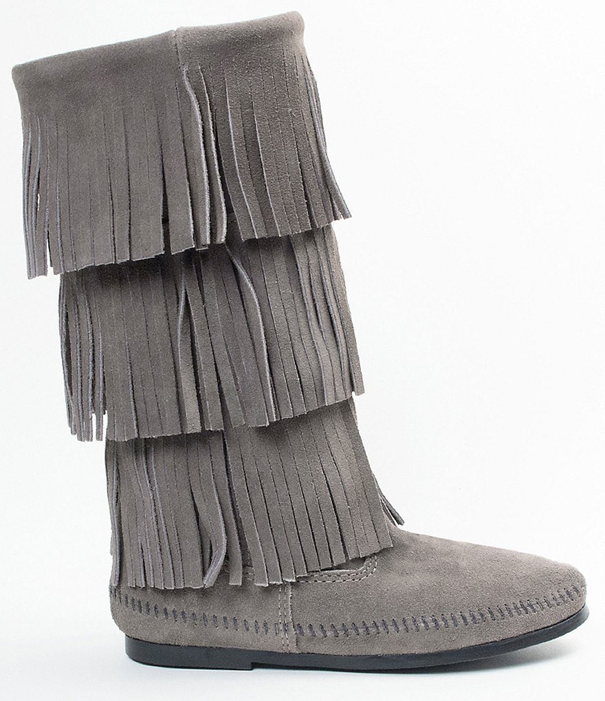 Minnetonka Women's Calf Hi 3-Layer Fringe Boots