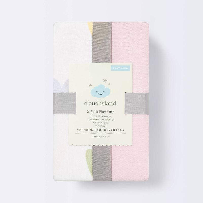 Fitted Playard Jersey Sheet - Cloud Island™ Hearts/Pink 2pk