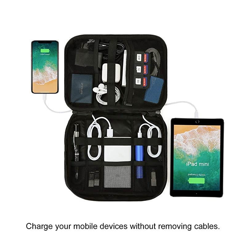 Travel Electronic Organizer Cases Electronics Accessories Storage Bag Portable for Tablet 79 Hard Drives Cables Memory Sticks SD Cards Black