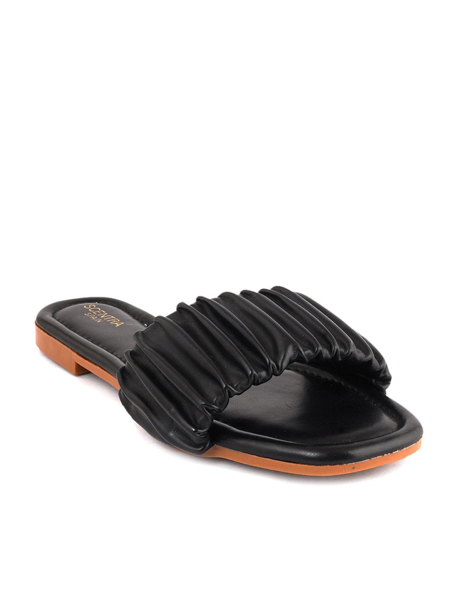 Scentra Women's Black Casual Sandals