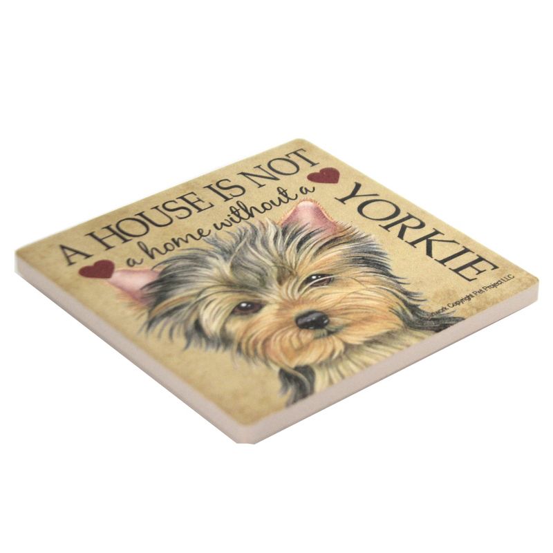 Animal 4.0" Yorkie - Home Cork Back Coaster Easel Sjt Enterprises  -  Coasters