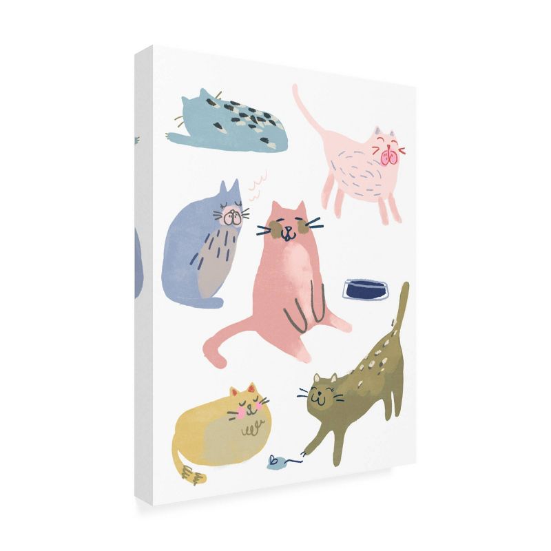 24" x 32" June Erica Vess 'Cat Squad II' Unframed Wall Canvas - Trademark Fine Art