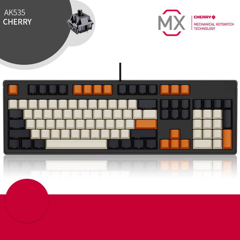 A-jazz AK535  N-key Rollover  Ergonomic Design,Cool Exterior USB Wired Cherry  MX Red Mechanical Gaming  Keyboard For Office And Game,  PBT Keycaps  - Blue Lotus ( No Light Version )