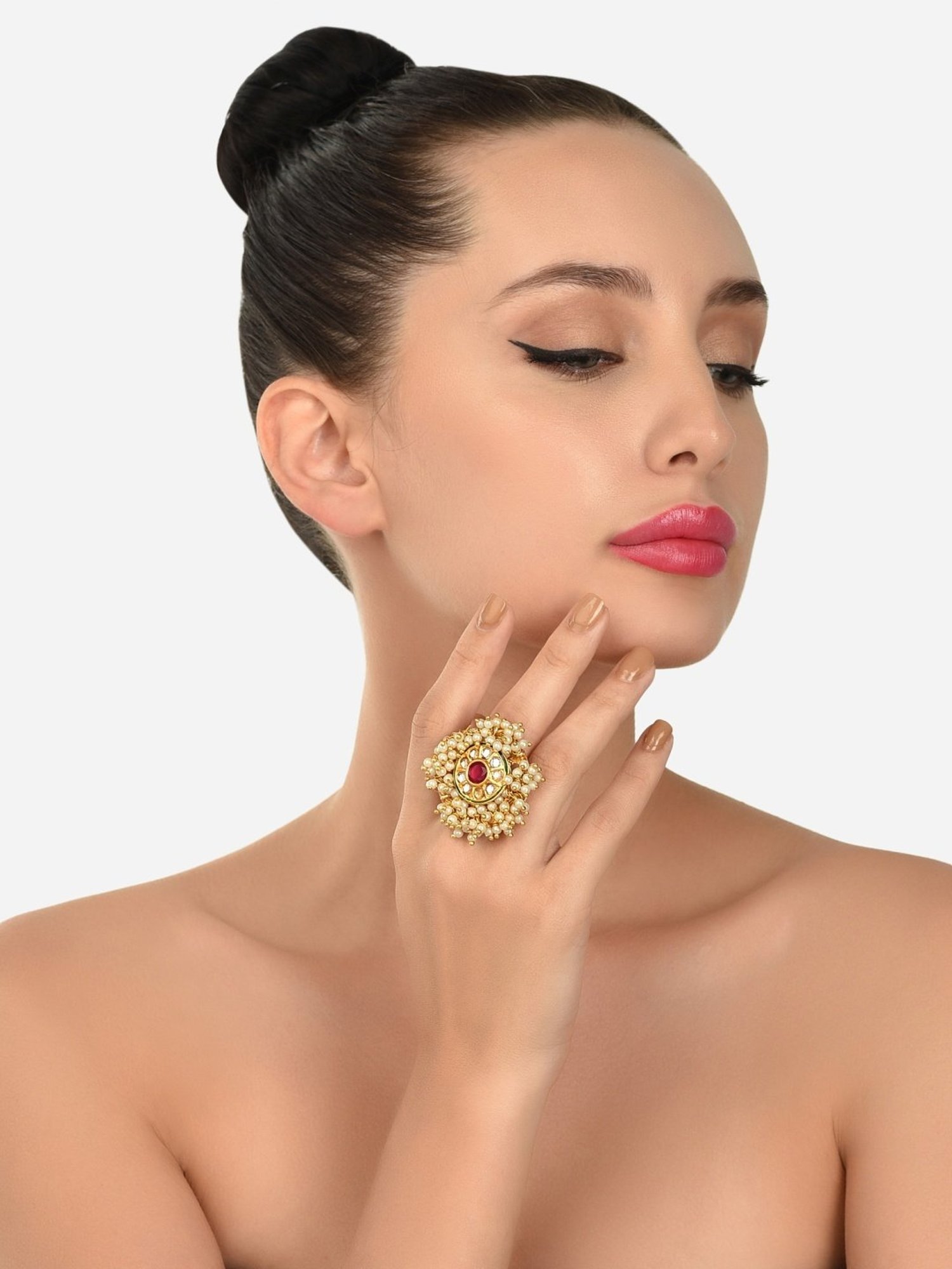 Accessorize London Women's Jewel Embellished Rings Set Of Three White