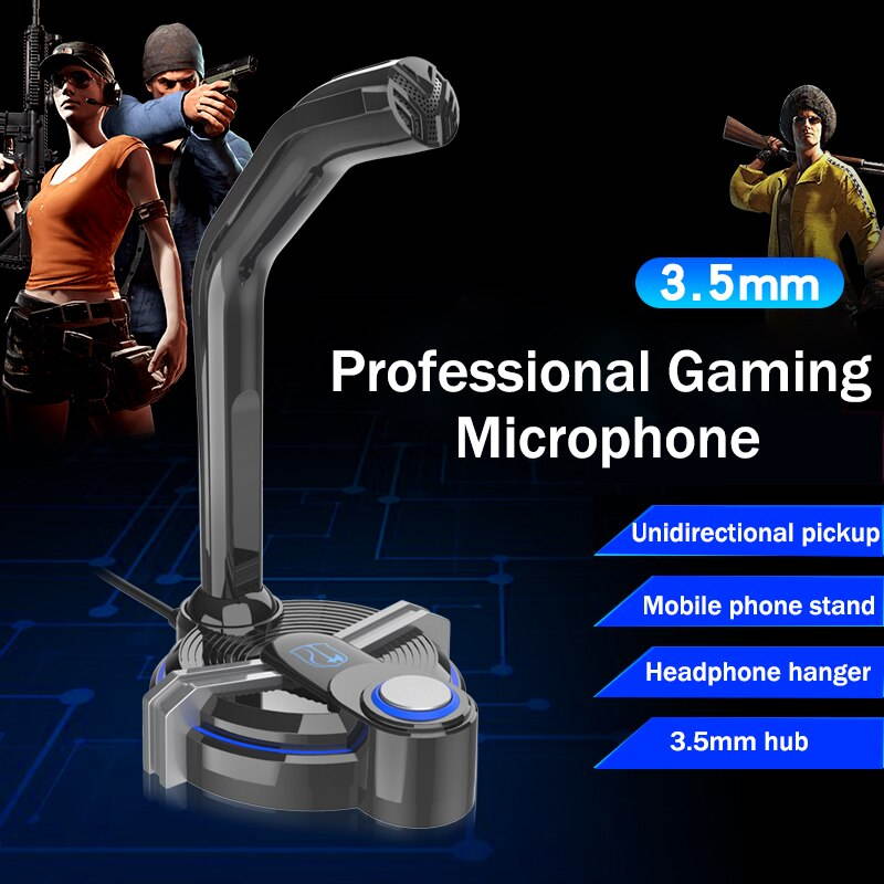 Desktop Microphone 3.5mm Karaoke Office Audio Studio Mic Phone Earphone Holder Recording Live Streaming Videos