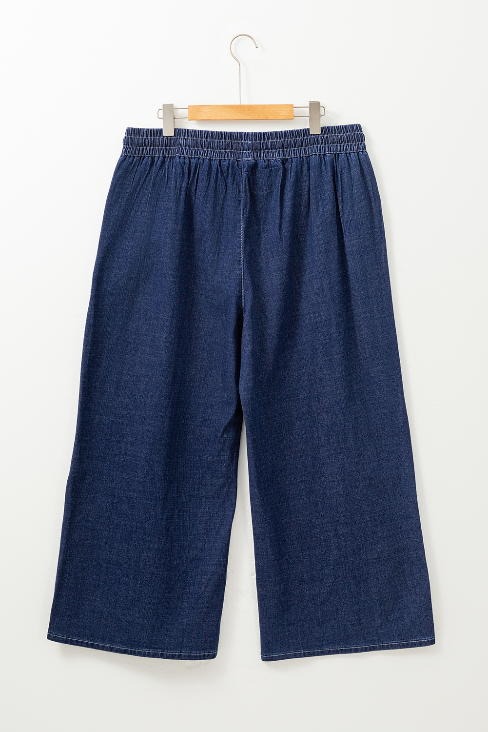 Dark Blue Plus Size Stitching Washed Flare Jeans