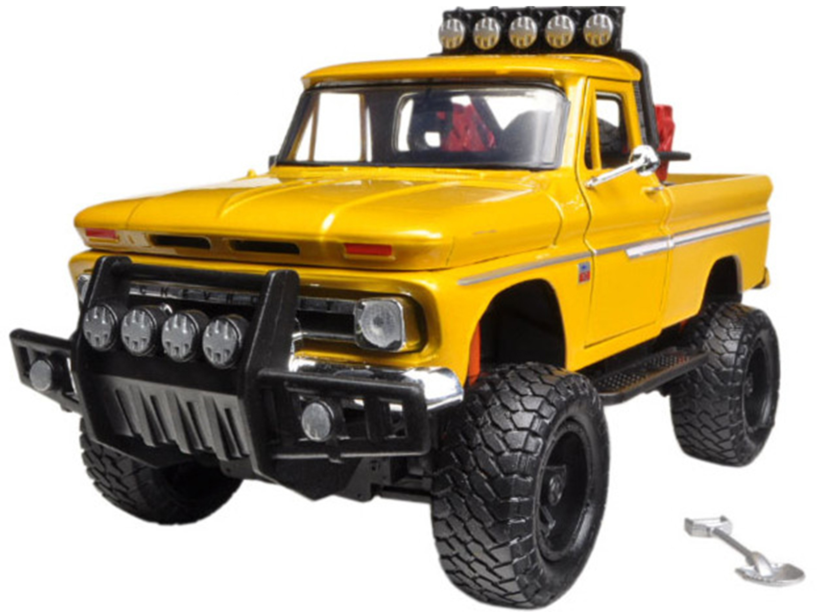1976 Chevrolet Stepside Pickup Truck Tangier Orange with White Stripes 1/87 (HO) Scale Model Car by Classic Metal Works