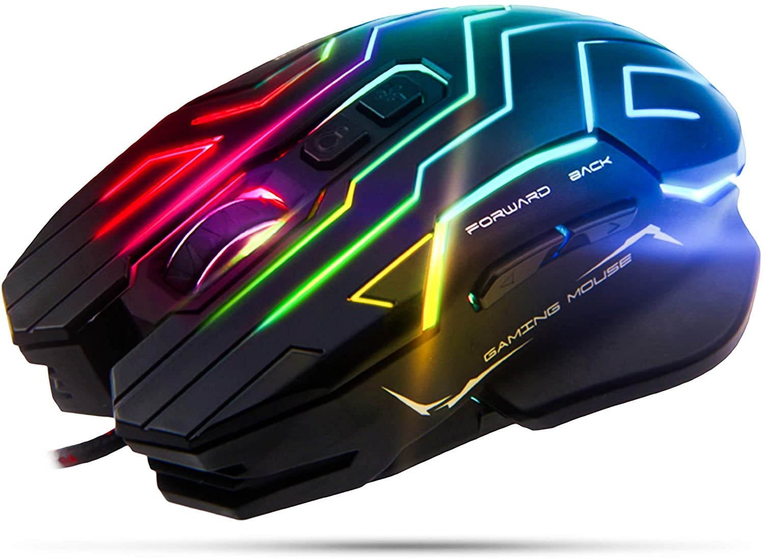 Meetion Gaming Mouse Lightweight with 6 Buttons 200-4800 DPI 3D Anti-Slip Roller Computer Mice RGB Gamer Desktop Laptop PC Gaming Mouse