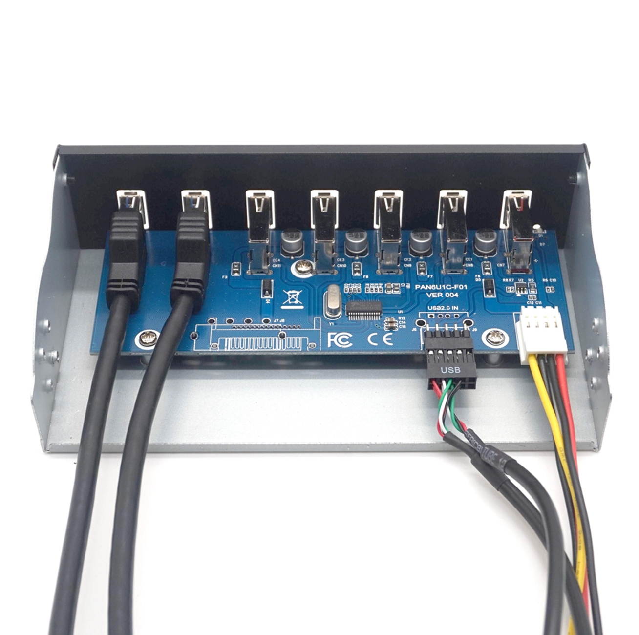 Plugadget 7 Ports USB 3.0 Hub 5Gbs 5.25" CD-ROM Drive Bay Front Panel for Computer Case USB 2.0 HUB 1.2 Rapid Charging Bracket