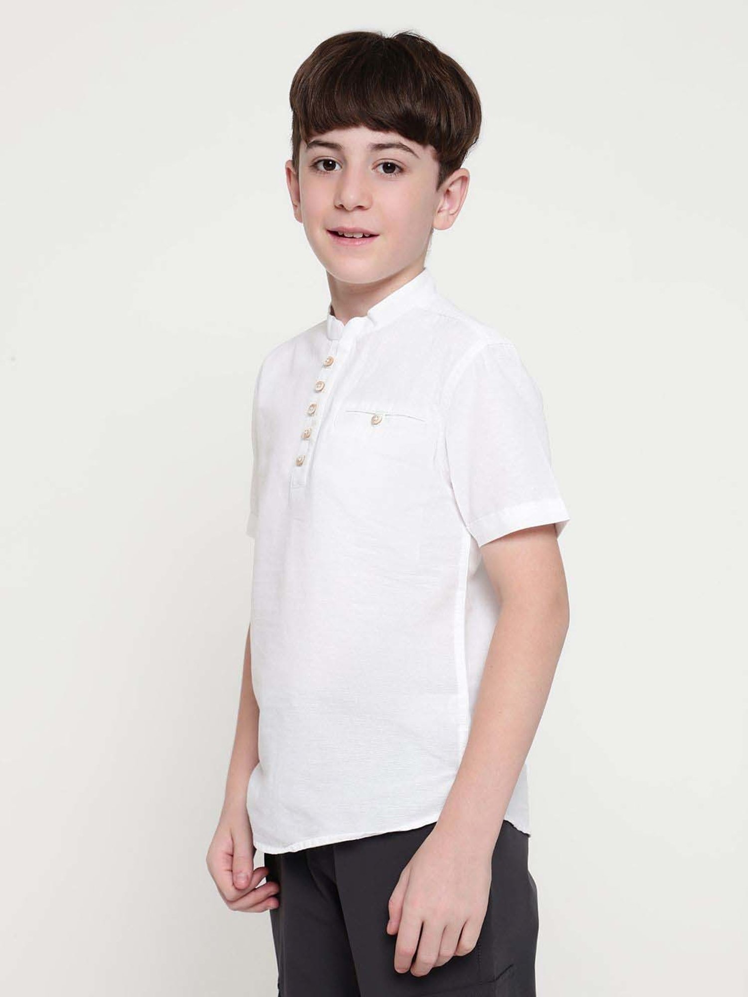 Octave Kids White Cotton Regular Fit Shirt