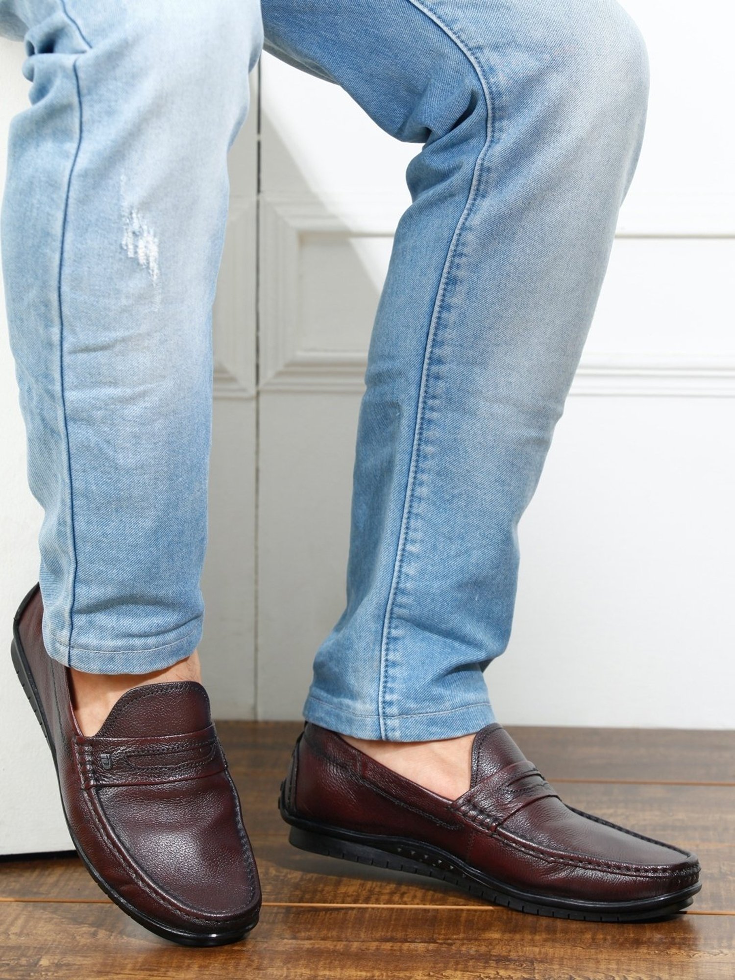 ID Men's Wine Casual Loafers