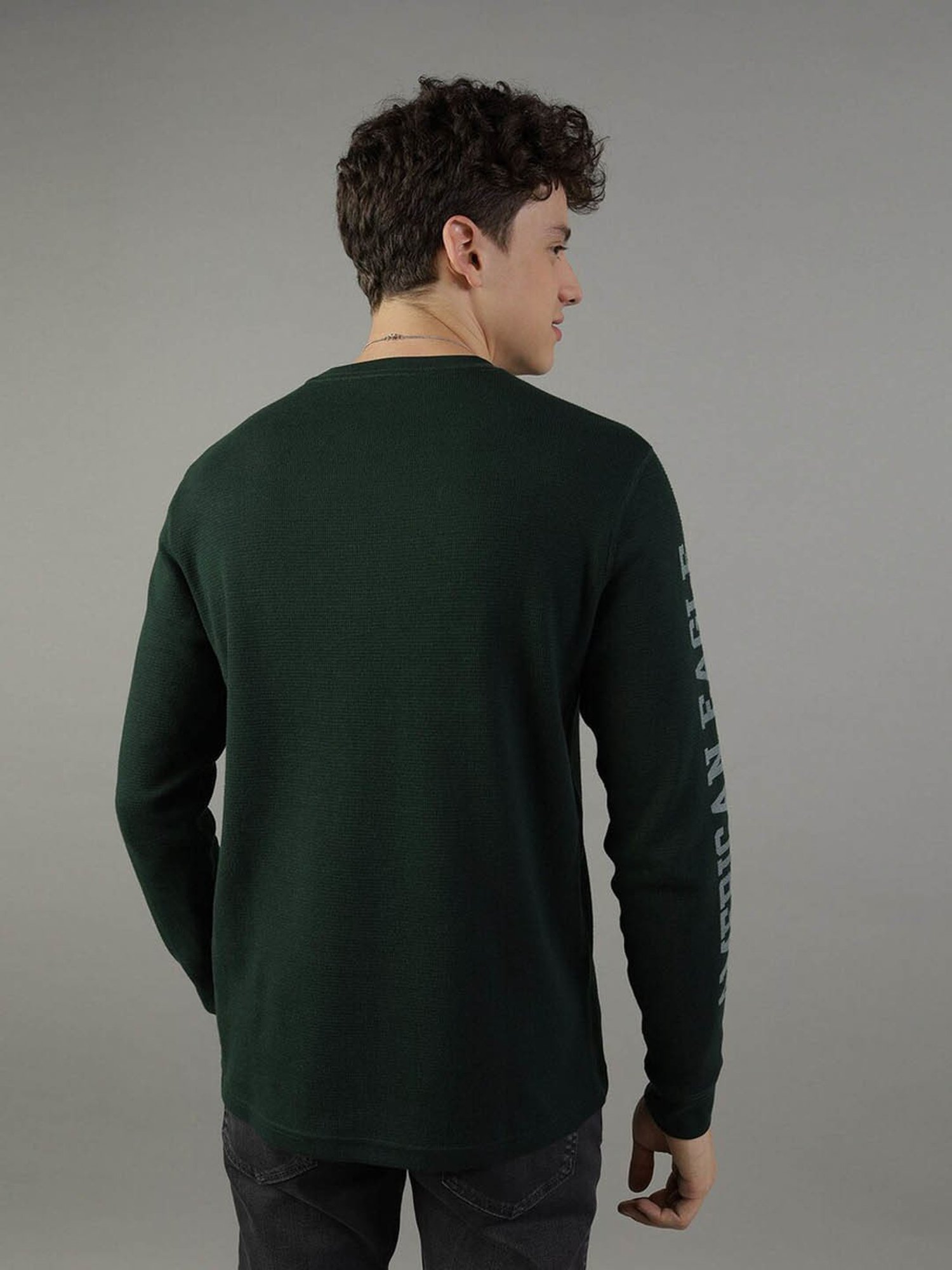 American Eagle Green Regular Fit Printed Thermal Tops