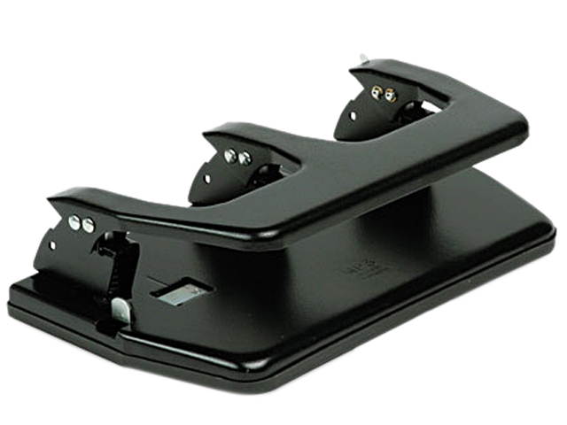 Master MP3 20-Sheet Three-Hole Punch, Oversized Handle, 9/32 Diameter Hole, Steel, Black