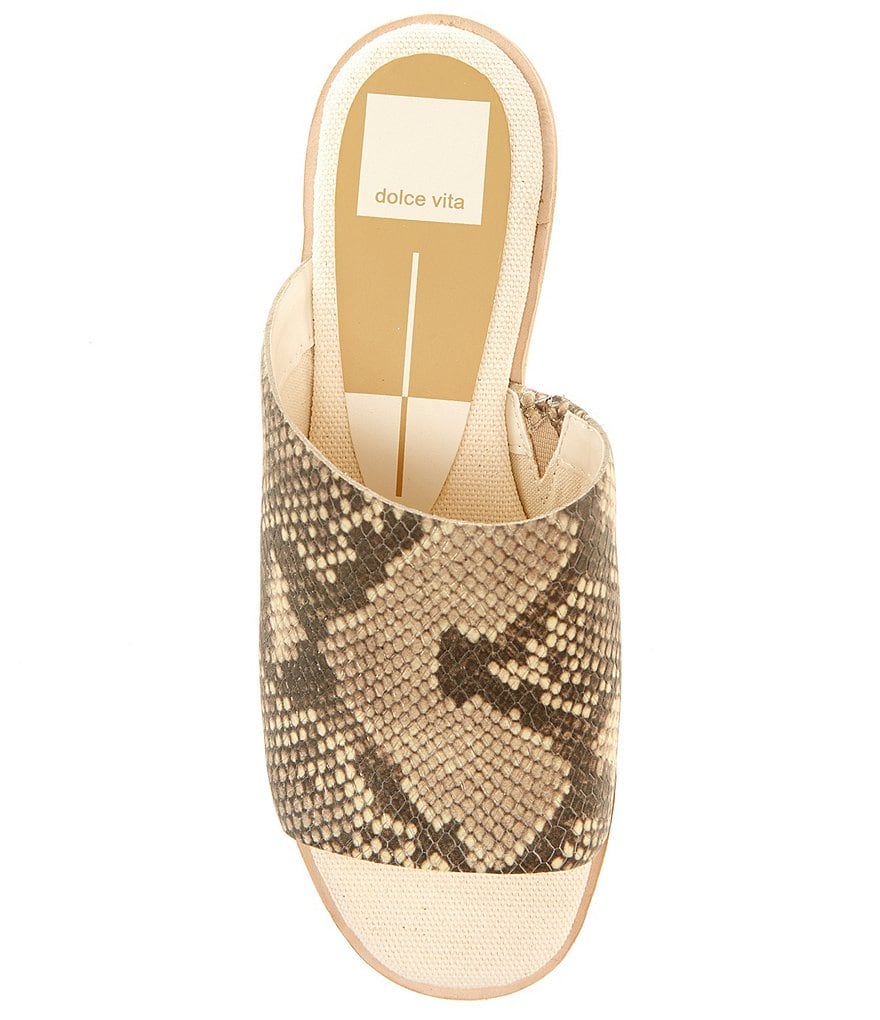 Dolce Vita Freda Snake Print Leather Wedge Sandals