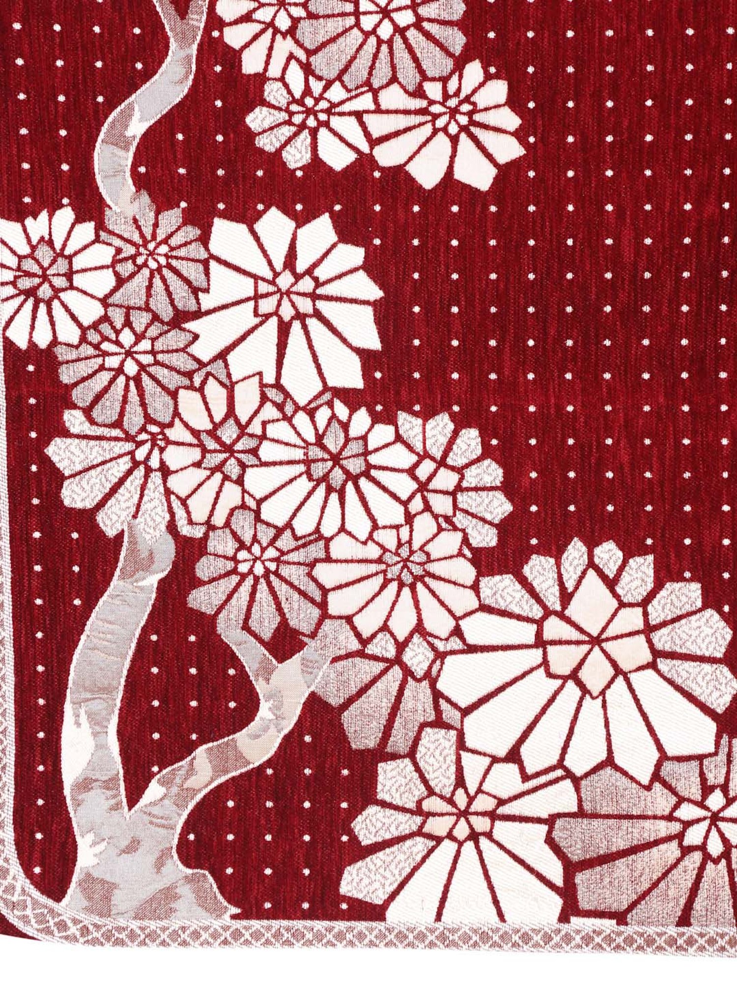 HOSTA HOMES Red & White Velvet 5-Seater Sofa Cover - Set of 10