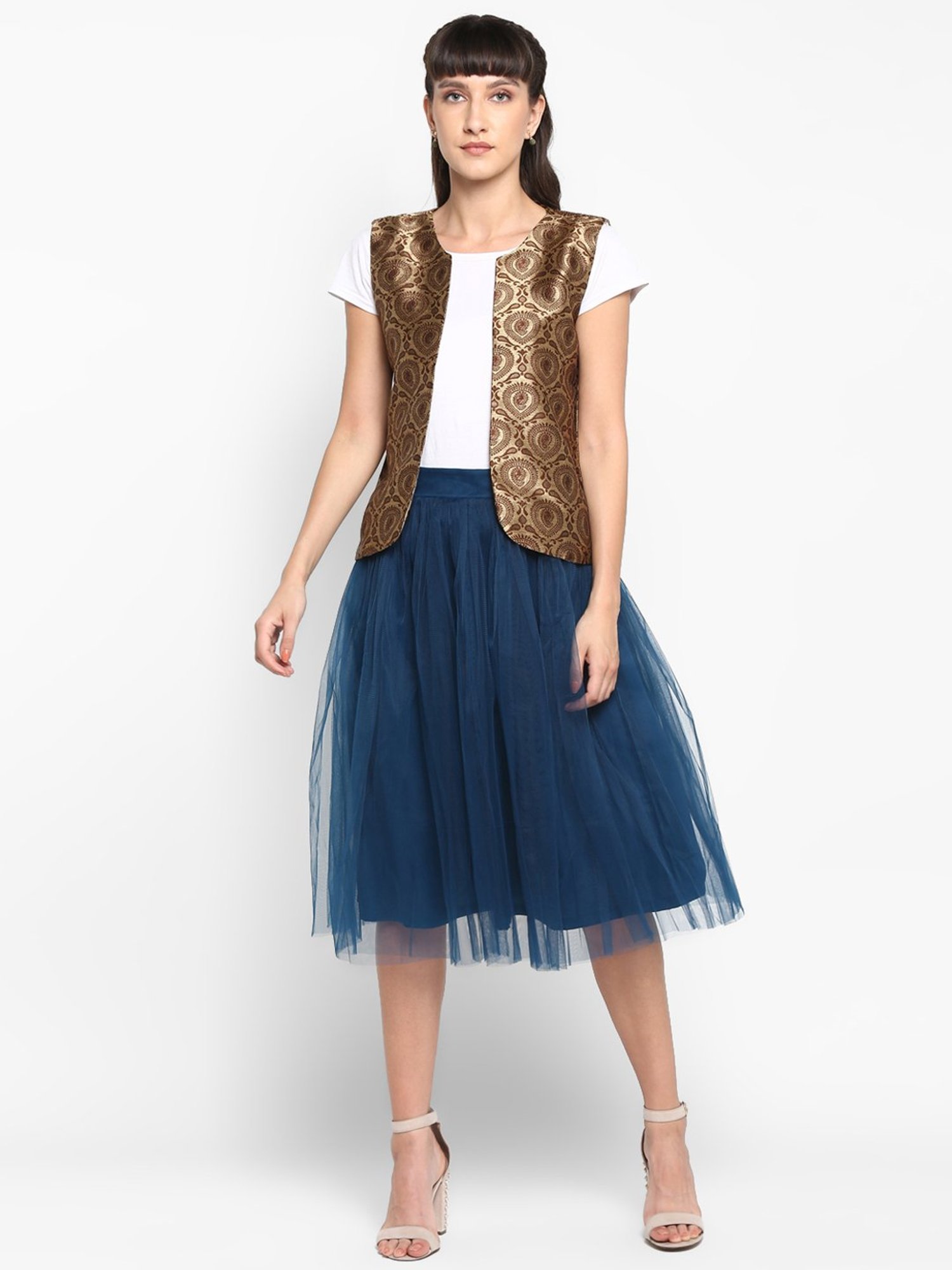 Hangup Brown Jacquard Pattern Shrug