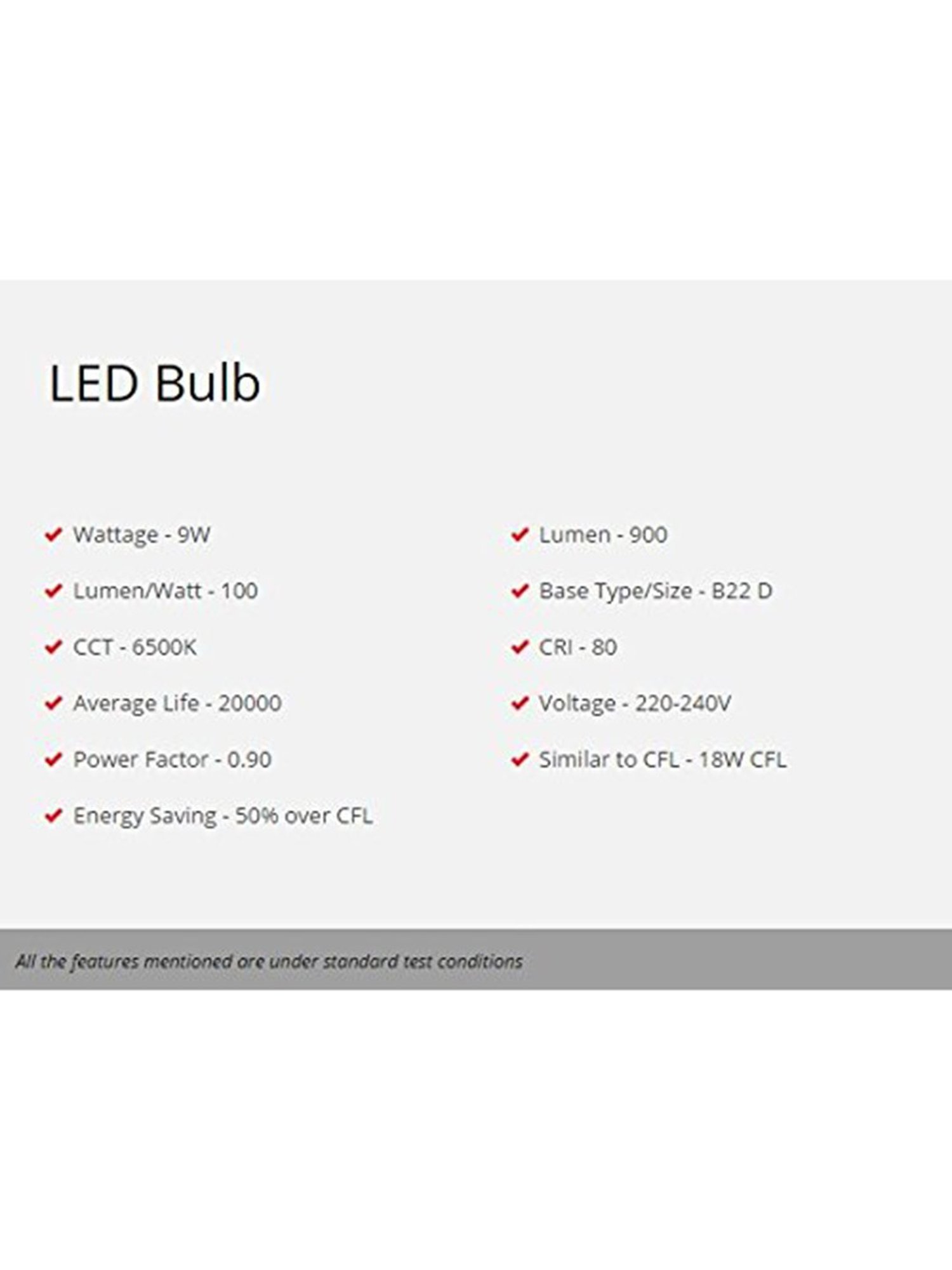 Eveready B22D 9W LED Bulb - Pack of 5 (White)