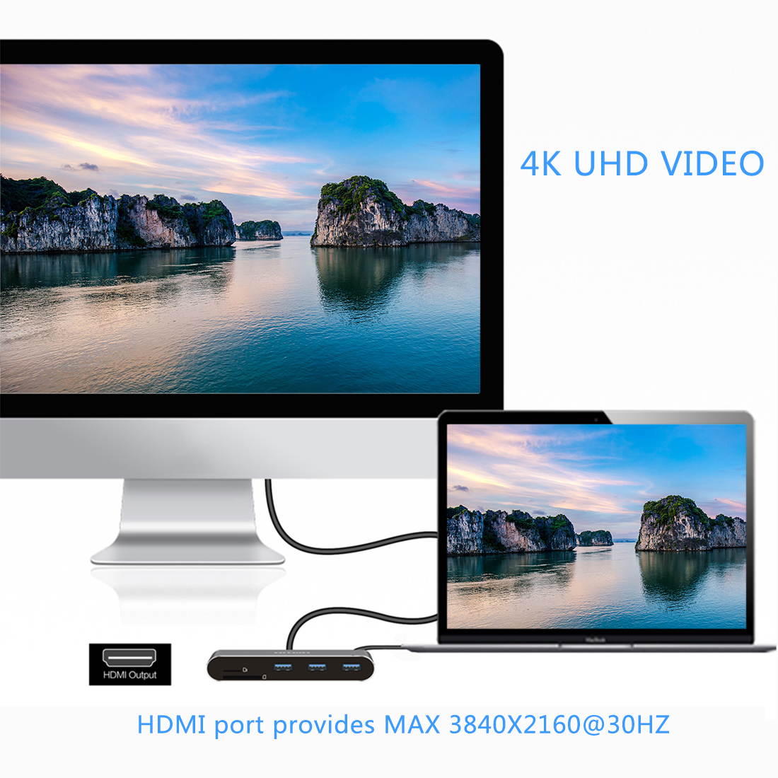 Atolla 8-in-1 USB C HDMI Hub and Ethernet- USB C hub Type C Hub- LAN port | 3 * USB3.0 port | 4K HDMI output | PD| SD card / Micro SD card reader