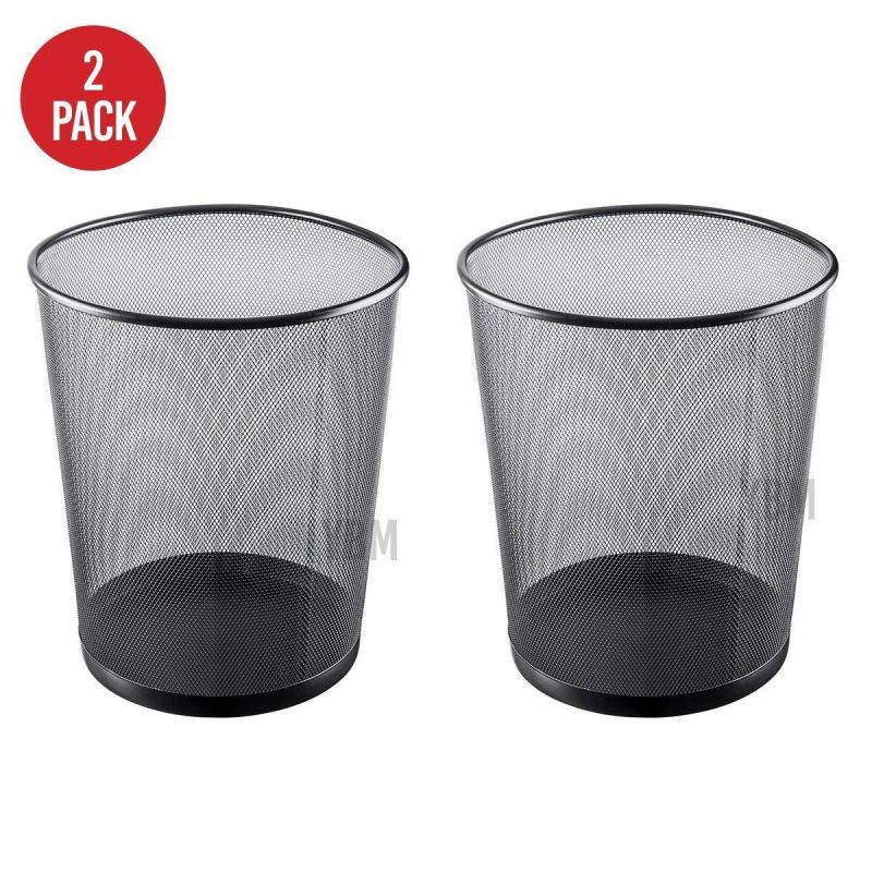 Ybmhome Steel Mesh Round Open Top Waste Basket Bin Trash Can Office Home 2484-2 (2, Black)