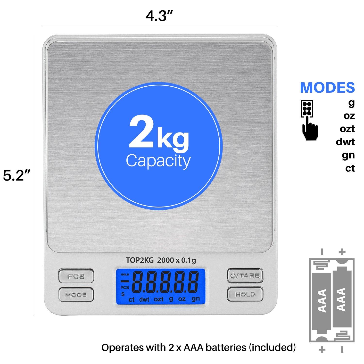 Smart Weigh Digital Pro Pocket Scale with Back-Lit LCD Display, Silver
