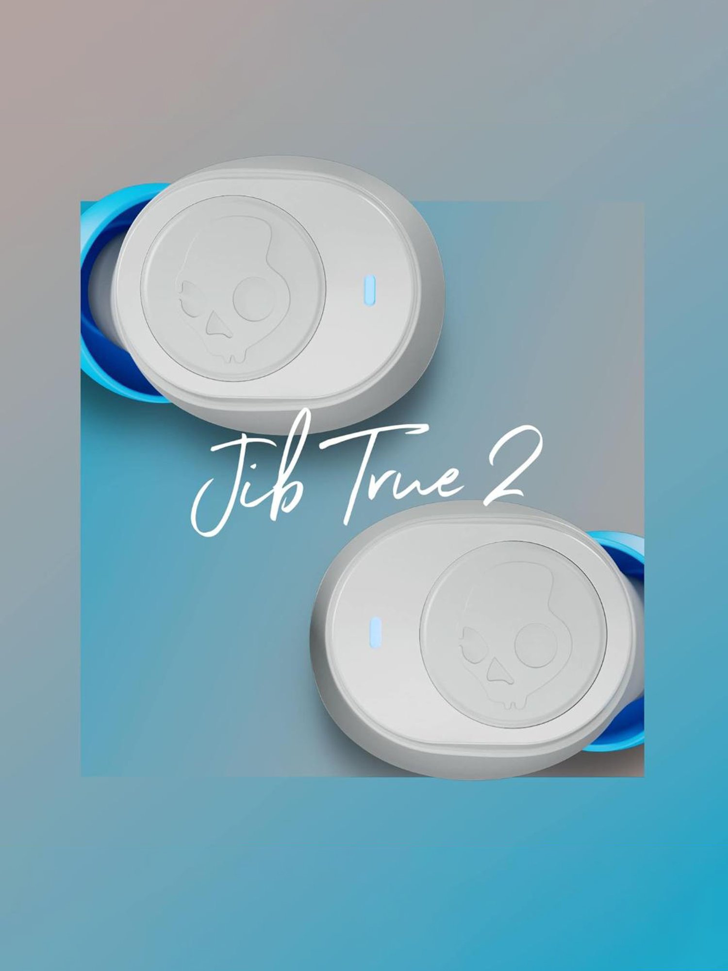 Skullcandy Jib True 2 in-Ear Wireless Earbuds with 32 Hr Battery (Light Grey & Blue, True Wireless)