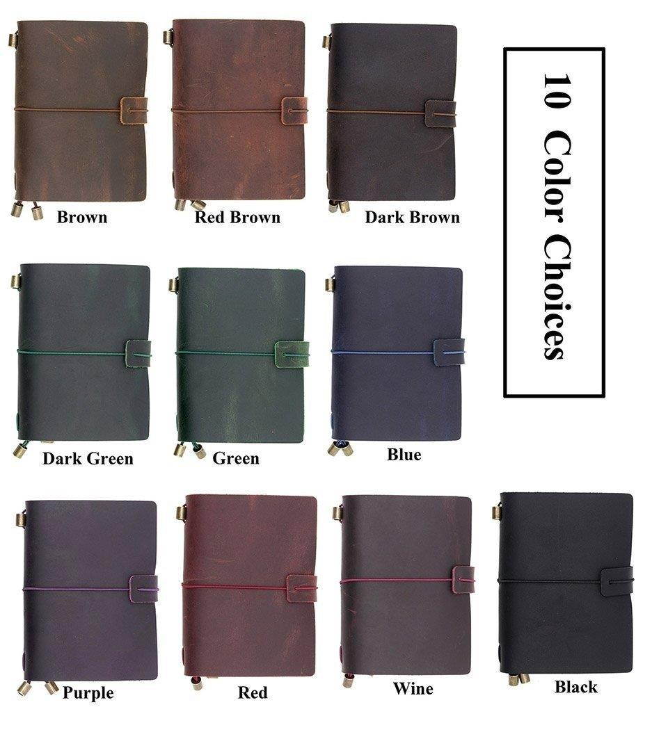 Leather Journal, Handmade Vintage Refillable Travel Diary Writing Notebook Gift for Men & Women 7"x4" Blue