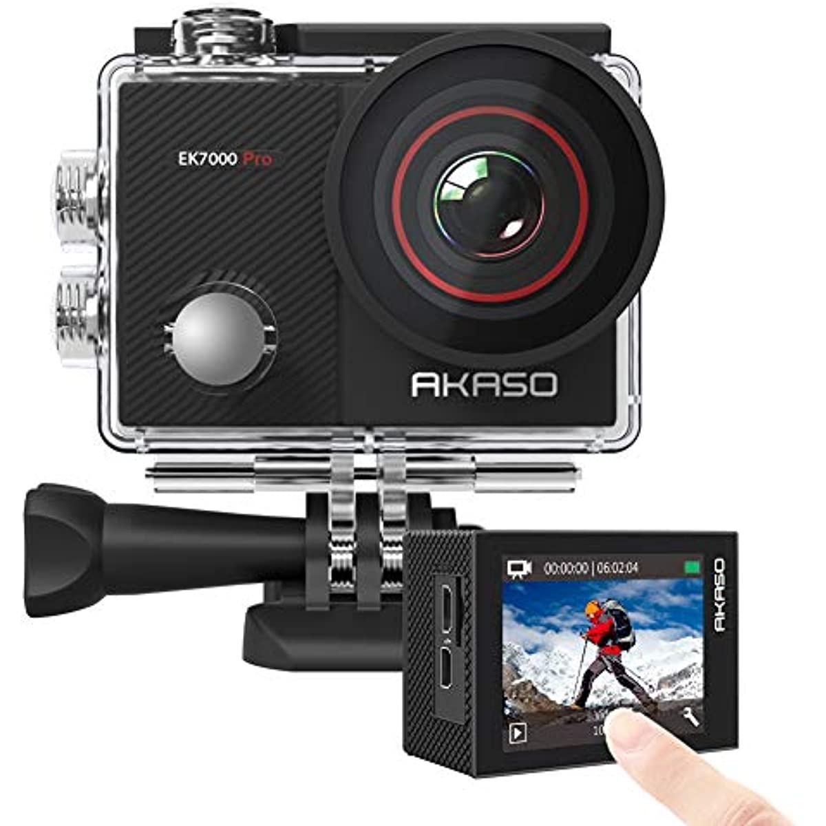 AKASO EK7000 Pro 4K Action Camera with Touch Screen EIS Adjustable View Angle 40m Waterproof Camera Remote Control Sports Camera with Helmet Accessories Kit