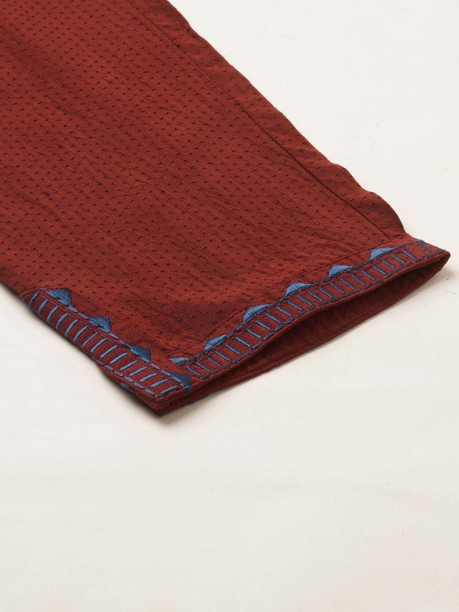 Chemistry Maroon Embroidered Trousers