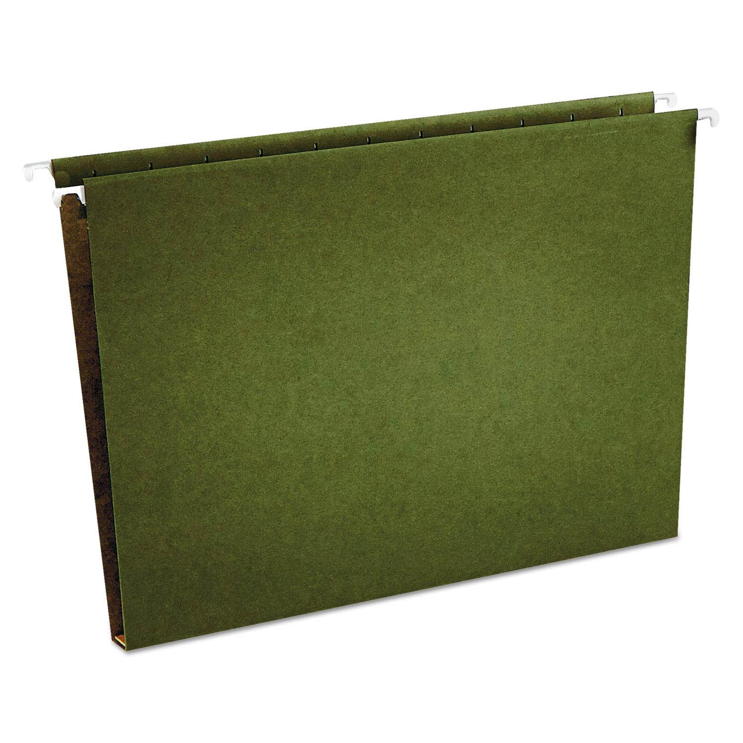 One Inch Box Bottom Hanging Folder, Pressboard, Letter, Standard Green, 25/box