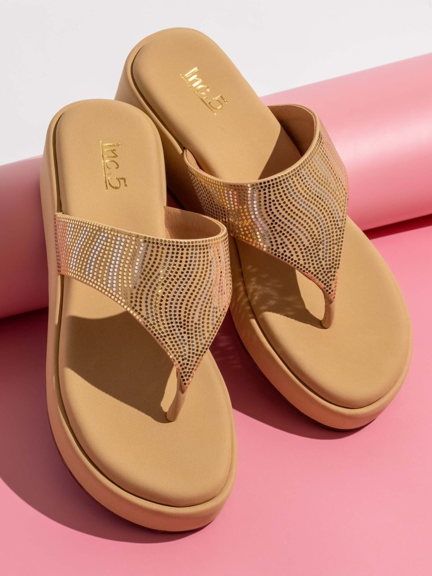 Inc.5 Women's Beige Thong Wedges