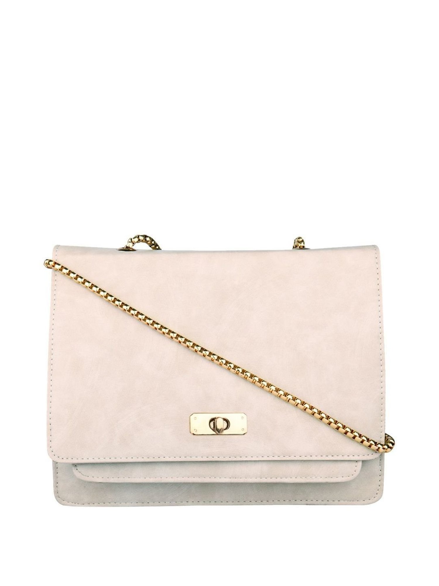 Bellissa Cream Solid Medium Sling Handbag