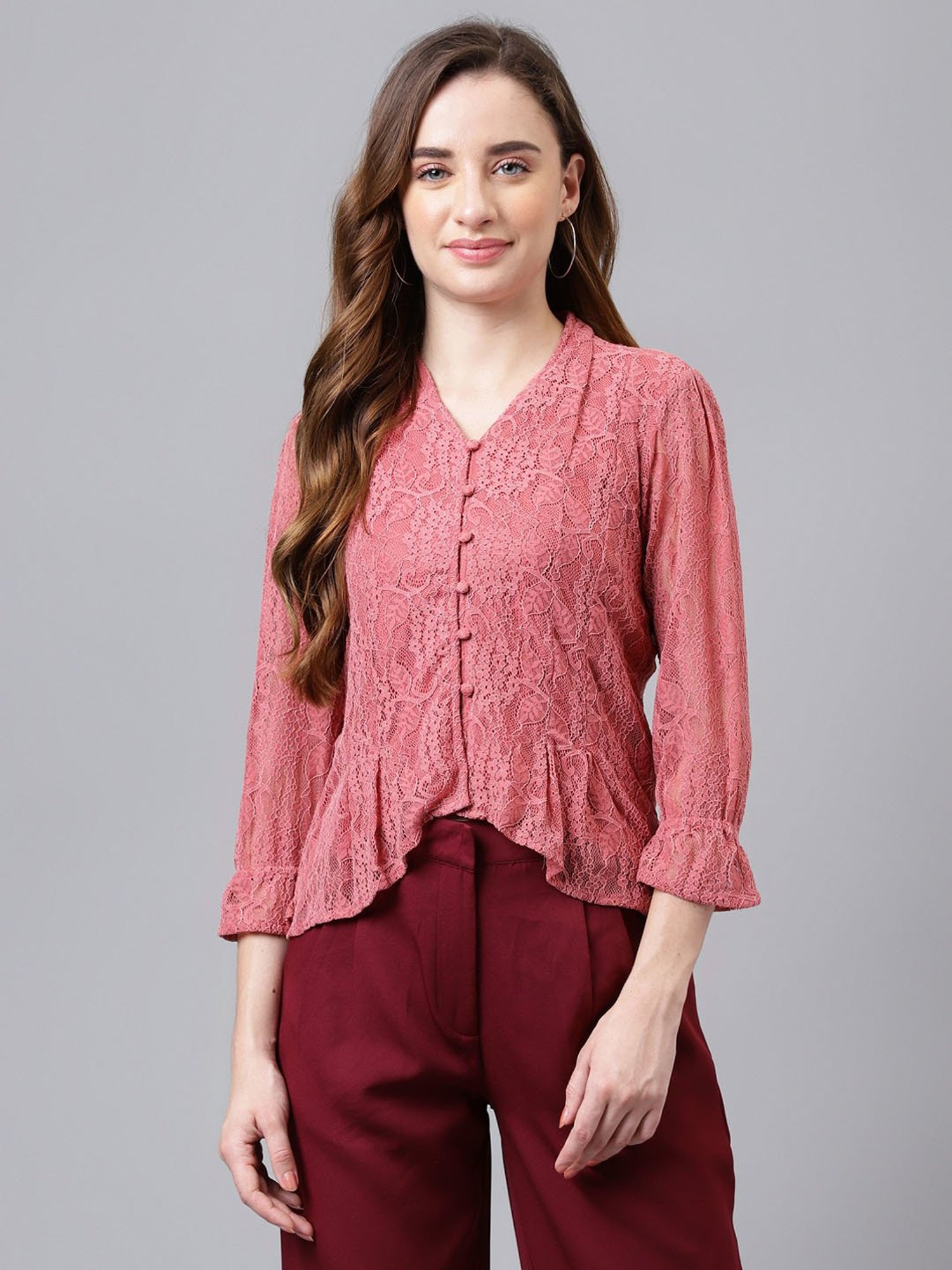 Latin Quarters Pink Lace Top