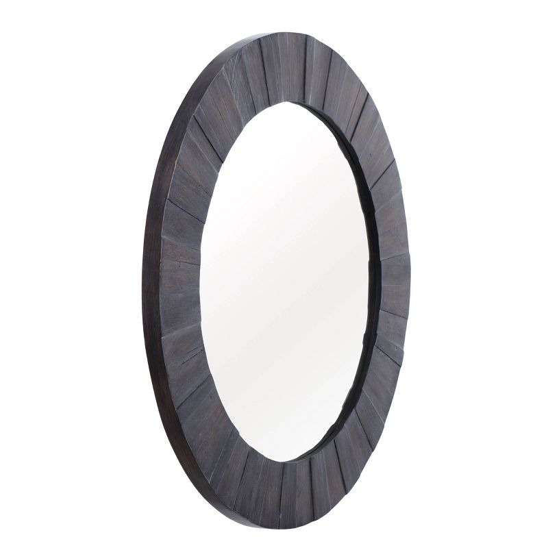Wood Round Hand Painted Weathered Mirror Wall Sculptures Gray - StyleCraft