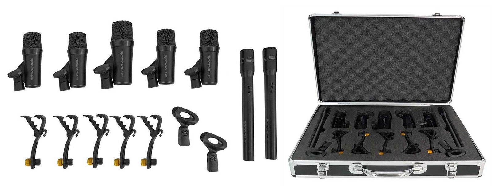 PRO-D7 KIT 7 Drum Mics w/Kick+Snare+Pencil Microphones+XLR Cables