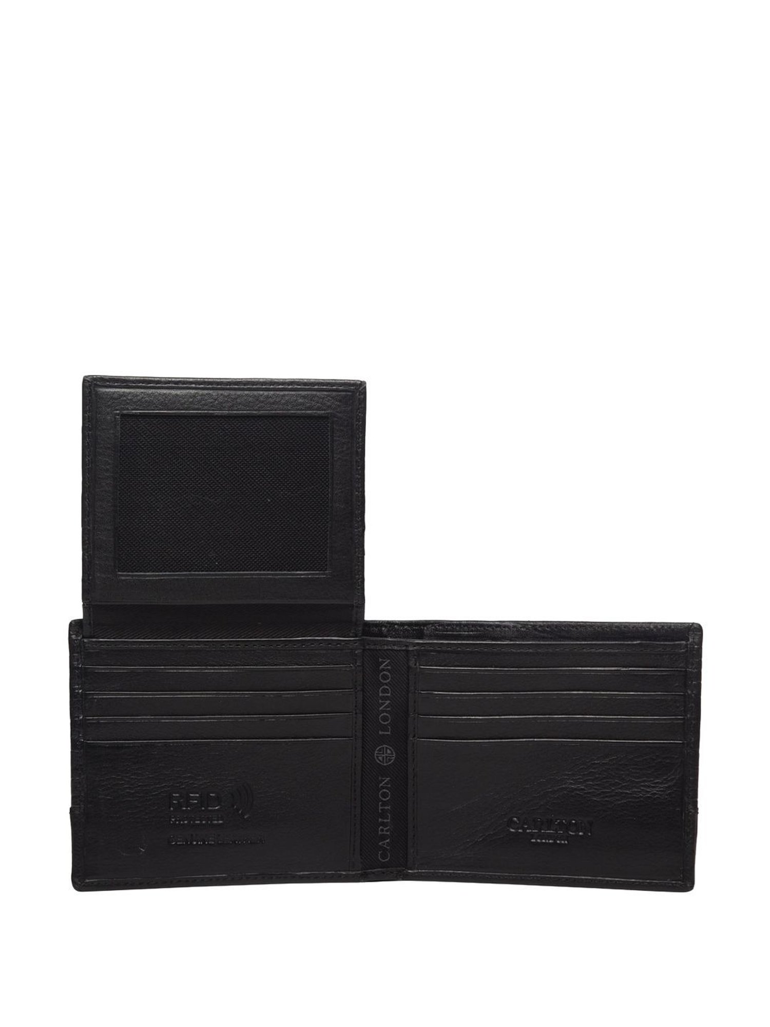 Carlton London Black Formal Leather Bi-Fold Wallet For Men