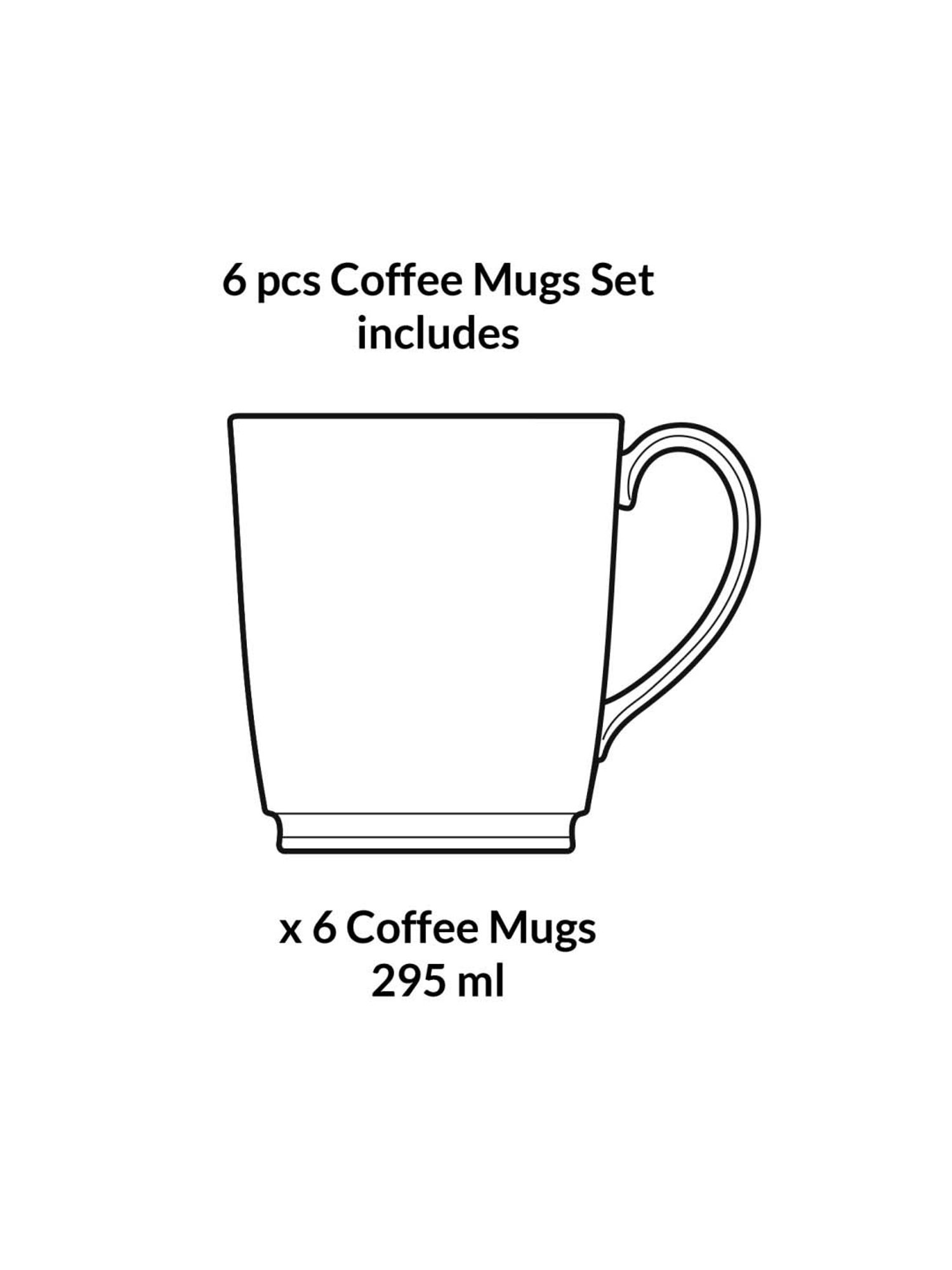 Noritake Royal Fountain White & Green Poreclain Coffee Mug (0.295 L) - Set of 6