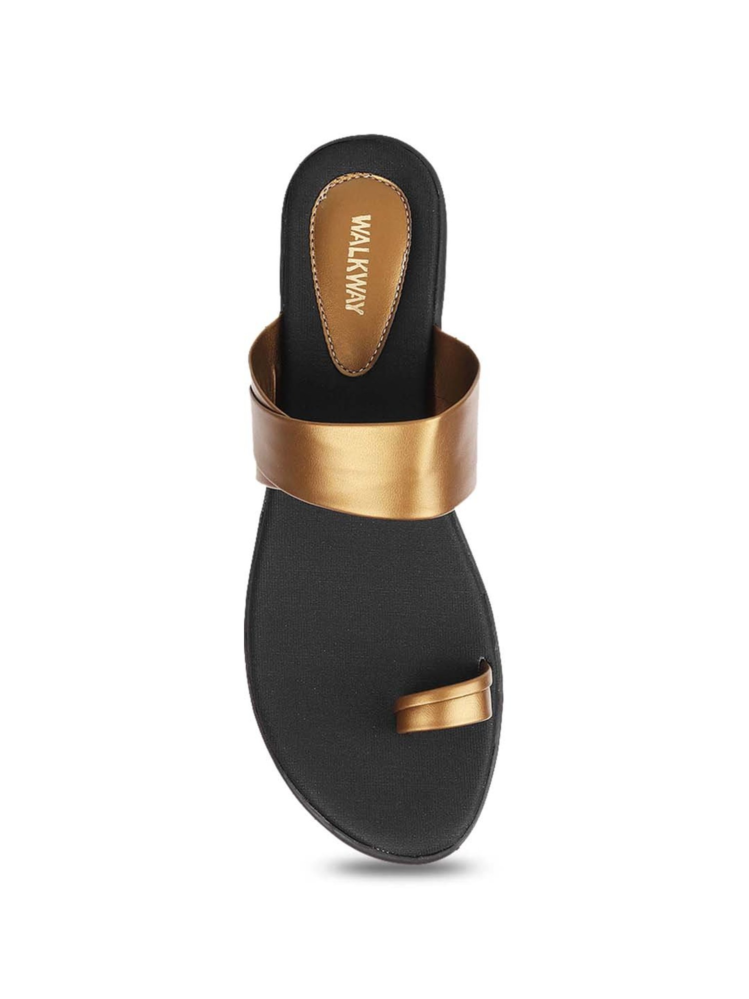 Walkway Women's Antique Gold Toe Ring Wedges