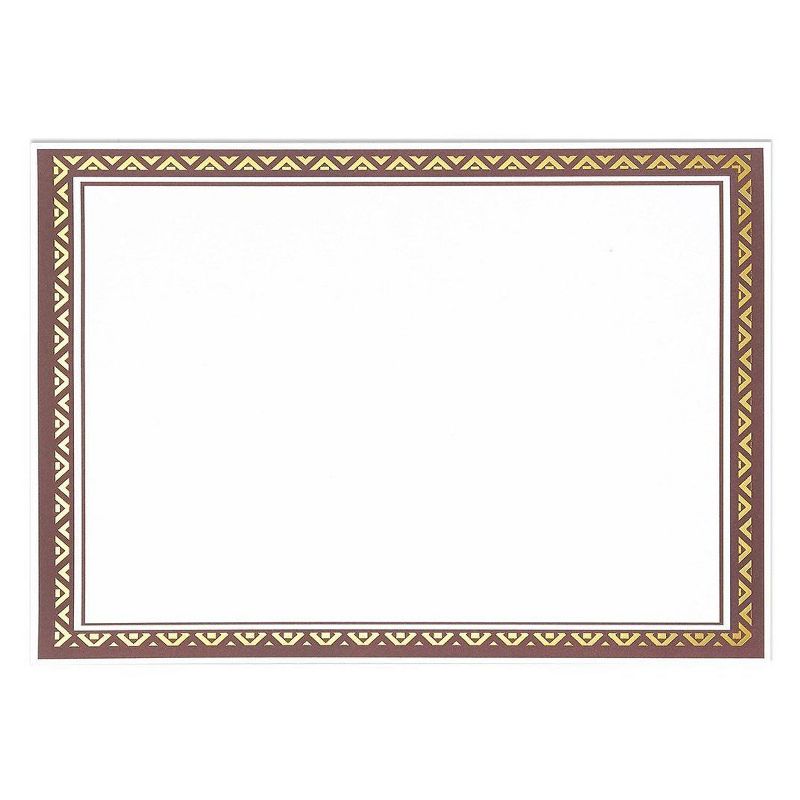 50-Sheet Certificate Paper, Letter Size Award Paper with Brown Burgundy & Gold Foil Border for Diploma, 8.5" x 11"