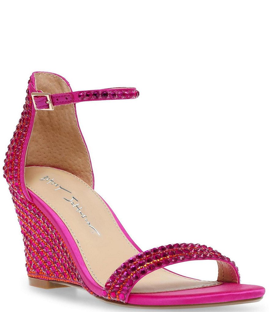 Blue by Betsey Johnson Debie Rhinestone Embellished Wedge Dress Sandals