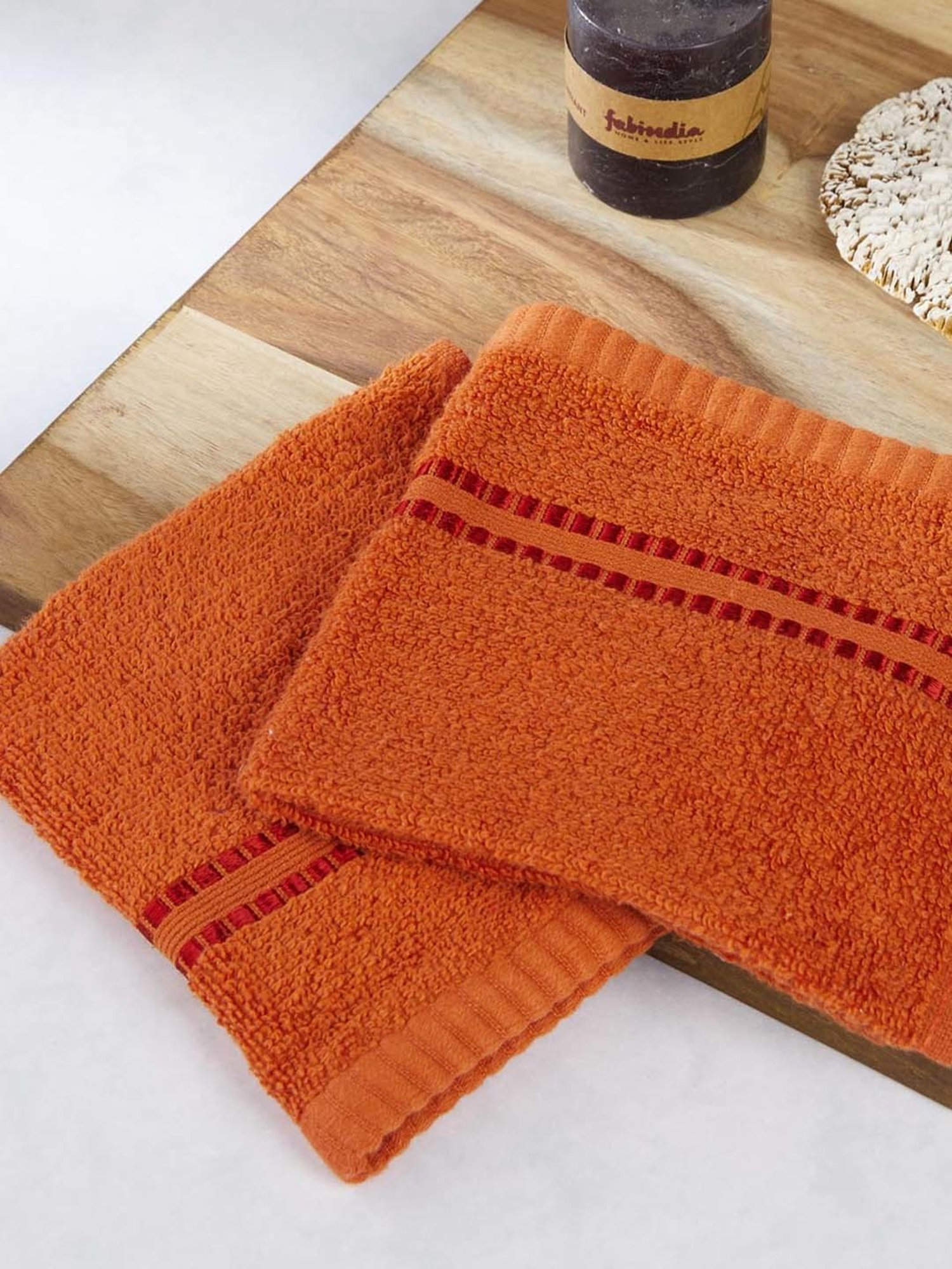 Fabindia Rust Ayan 380 GSM Cotton Face Towel - Set of 2
