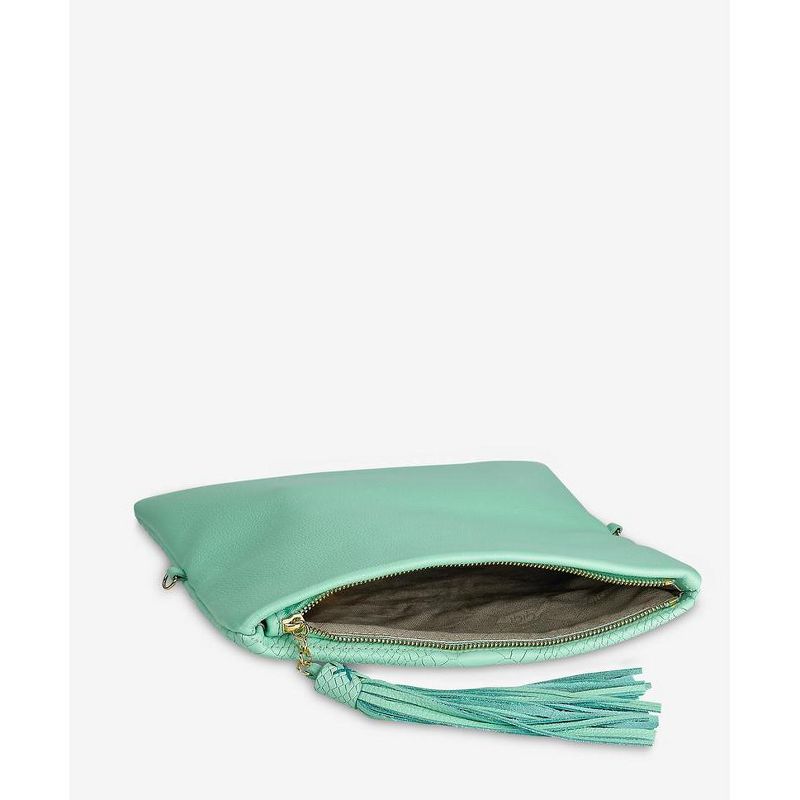 VR NYC Magnetic Strap Closure Mosaic Design Denim Laser Cut Crossbody Bag - Blue